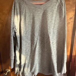 Duluth Trading Co Light Gray V-Neck Sweater